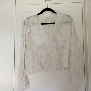 Aritzia white/sheer cropped blouse